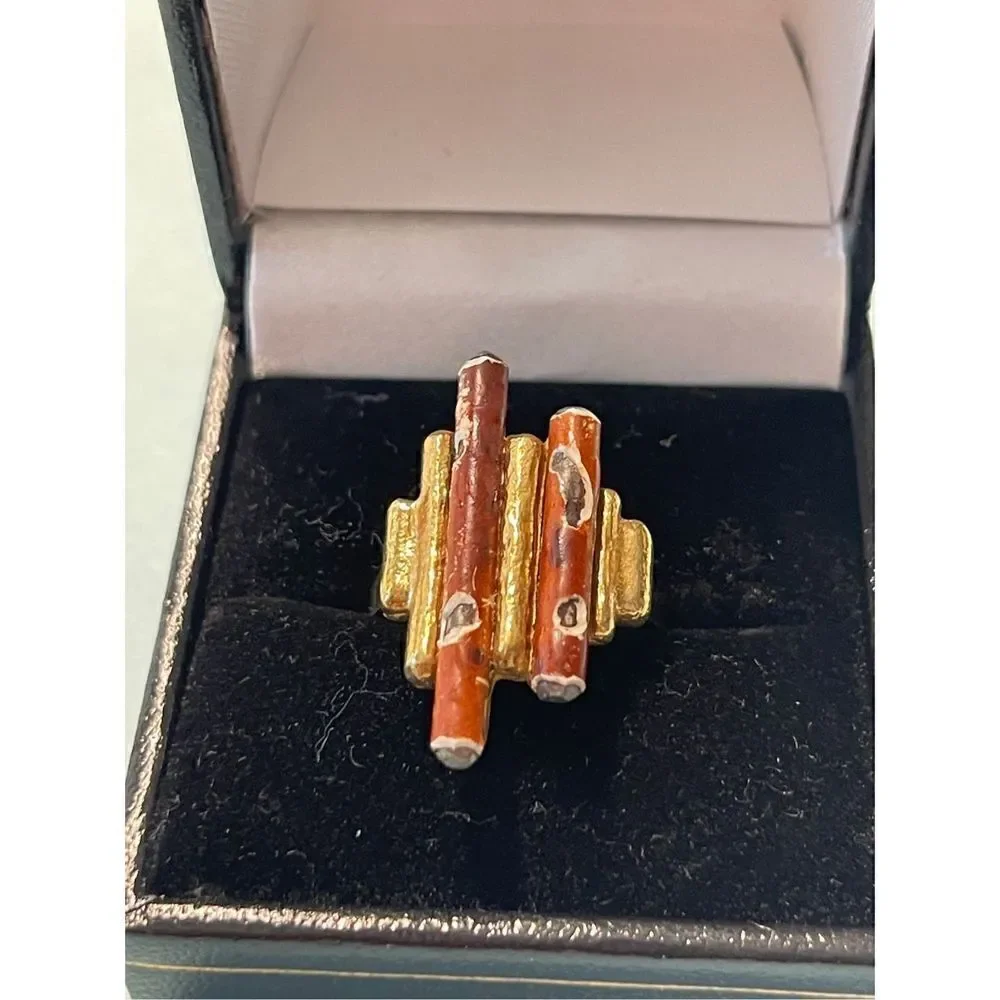 Ring 925 sterling cloisonné gold tone
